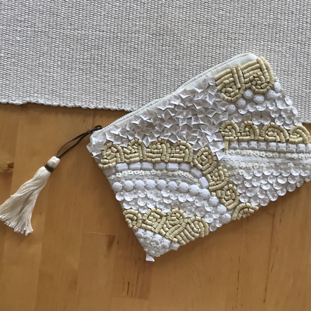Cream and white jasper and Jeera clutch